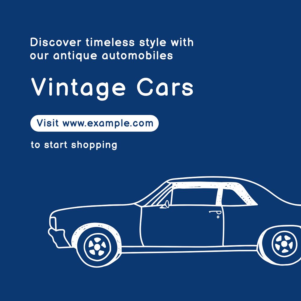 Vintage cars Instagram post template, editable text