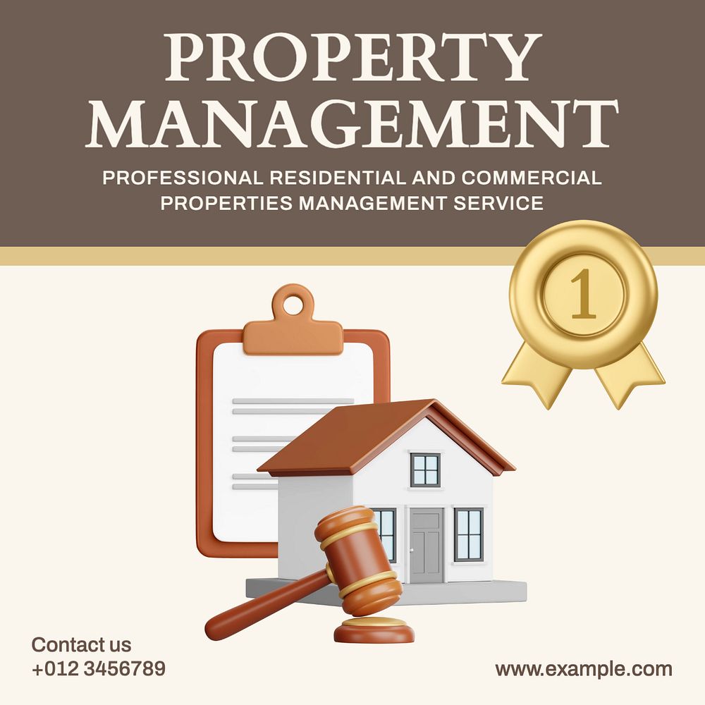 Property Management Instagram post template, editable text