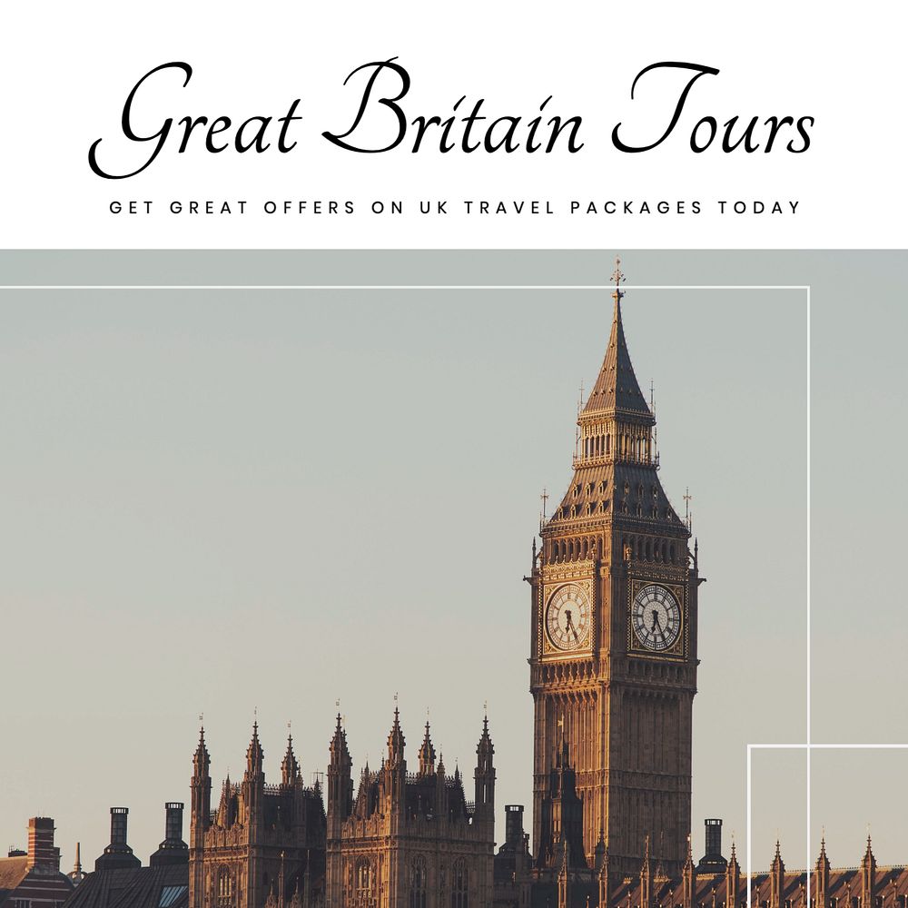 Great Britain Tours Instagram post template, editable text