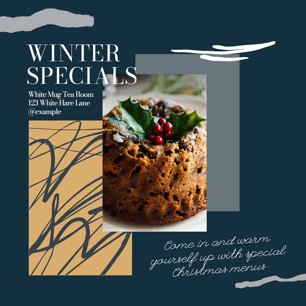 Winter special menu Instagram post template, editable text