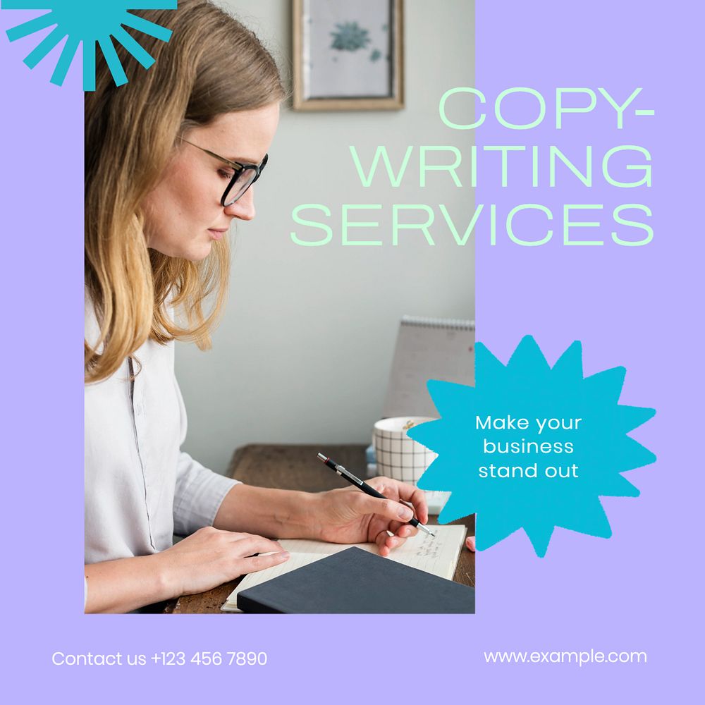 Copywriting services Instagram post template, editable text