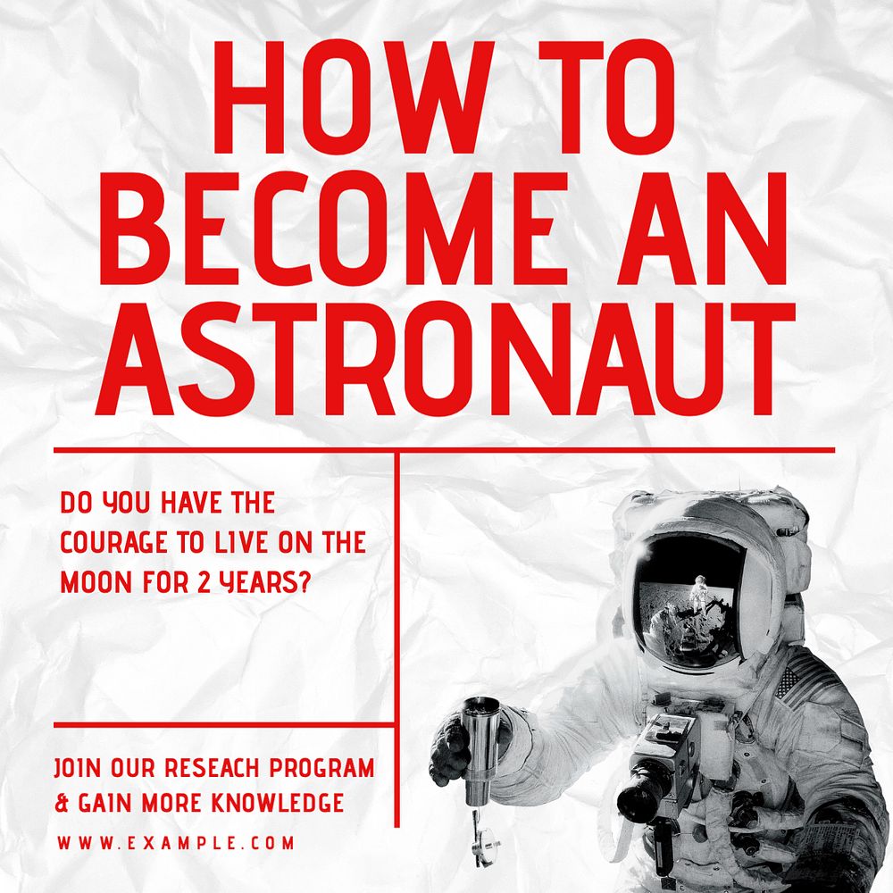 Become an astronaut Instagram post template, editable text