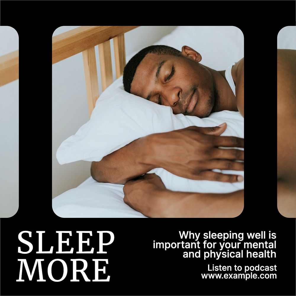 Sleep more Instagram post template, editable text