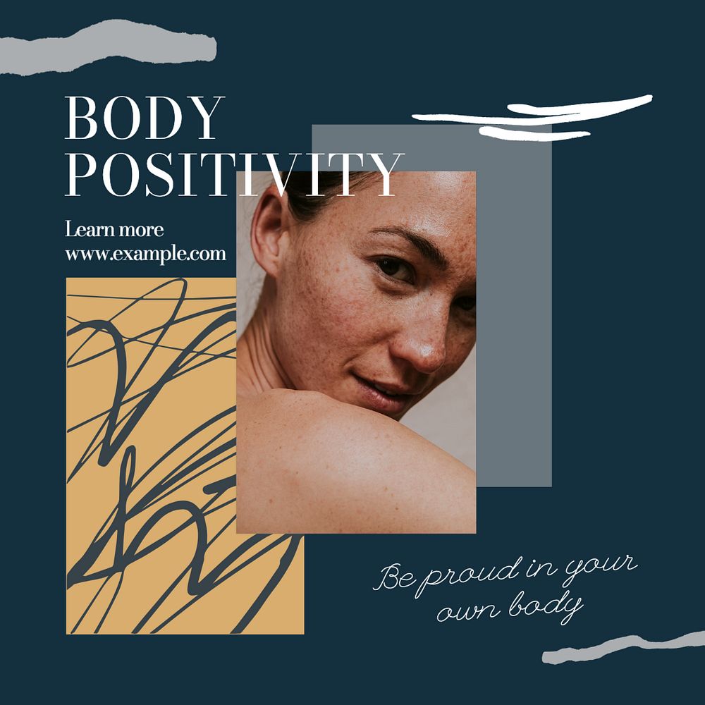 Body positivity Instagram post template, editable text