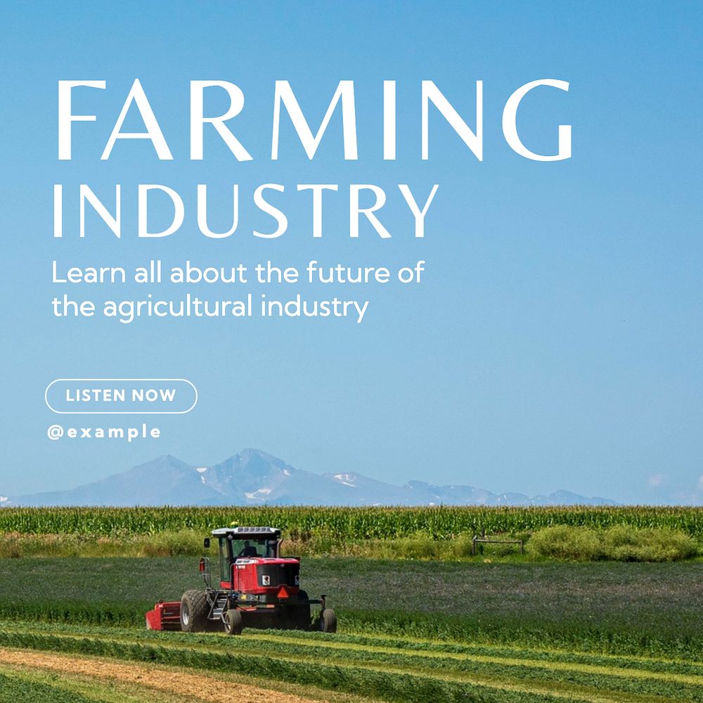 Farming industry Instagram post template, editable text