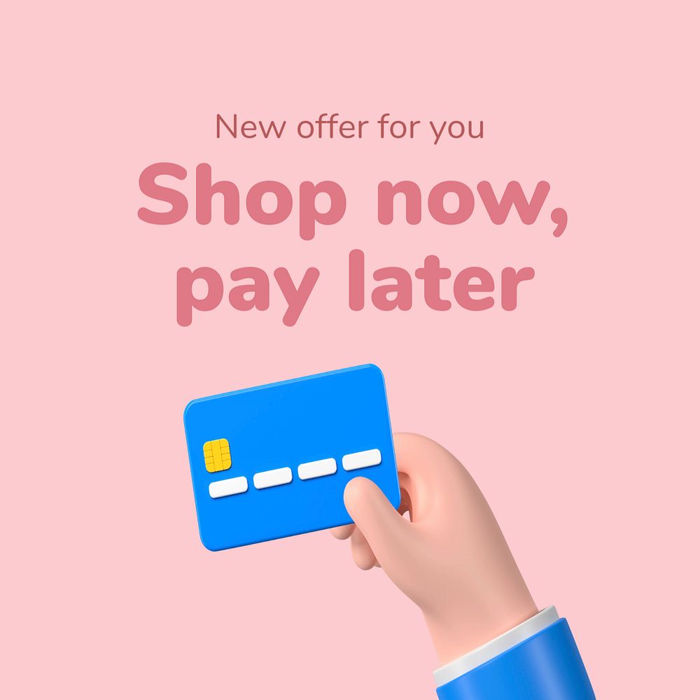 Editable shop installment instagram post with 3D illustration