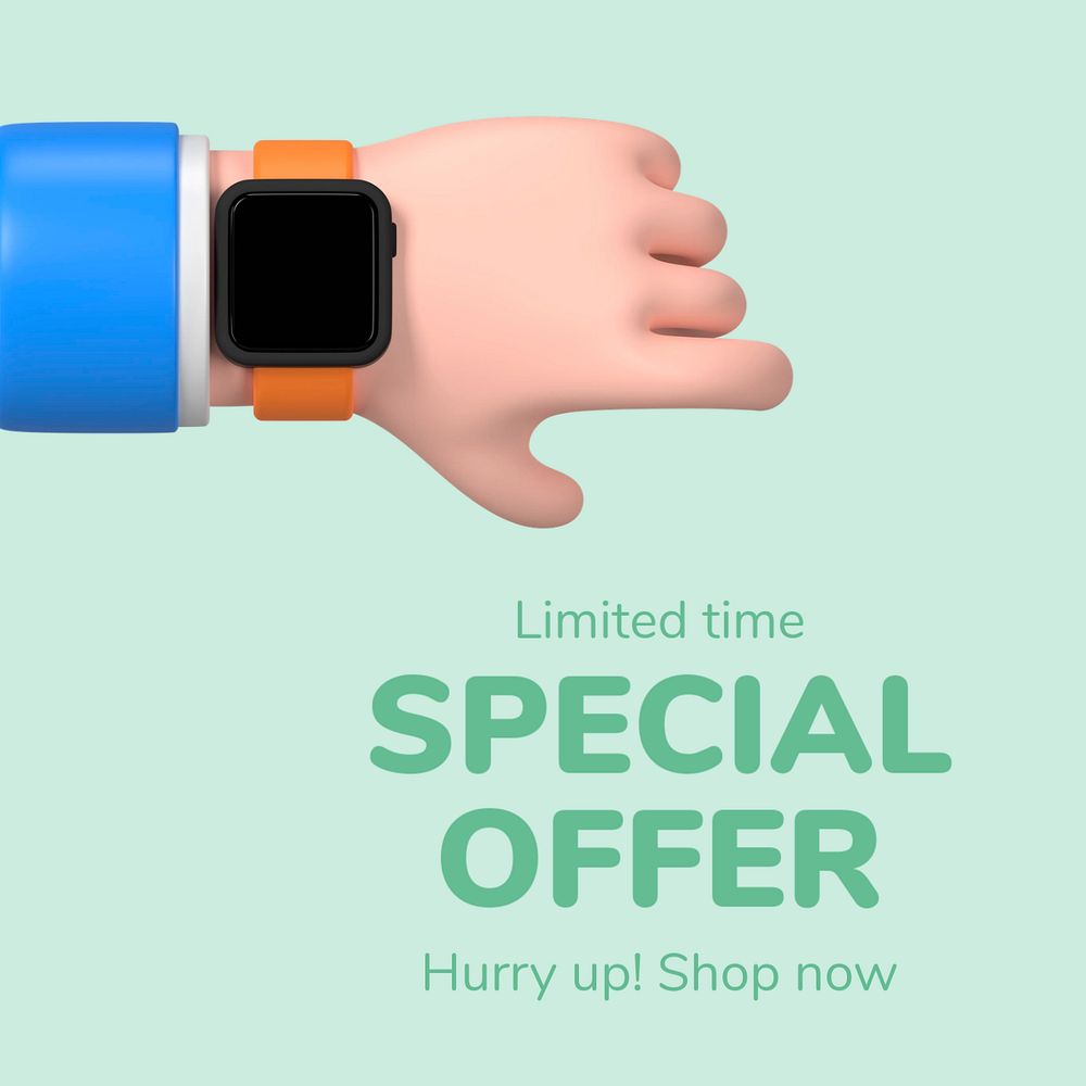 Editable sale special offer instagram post with 3D illustration