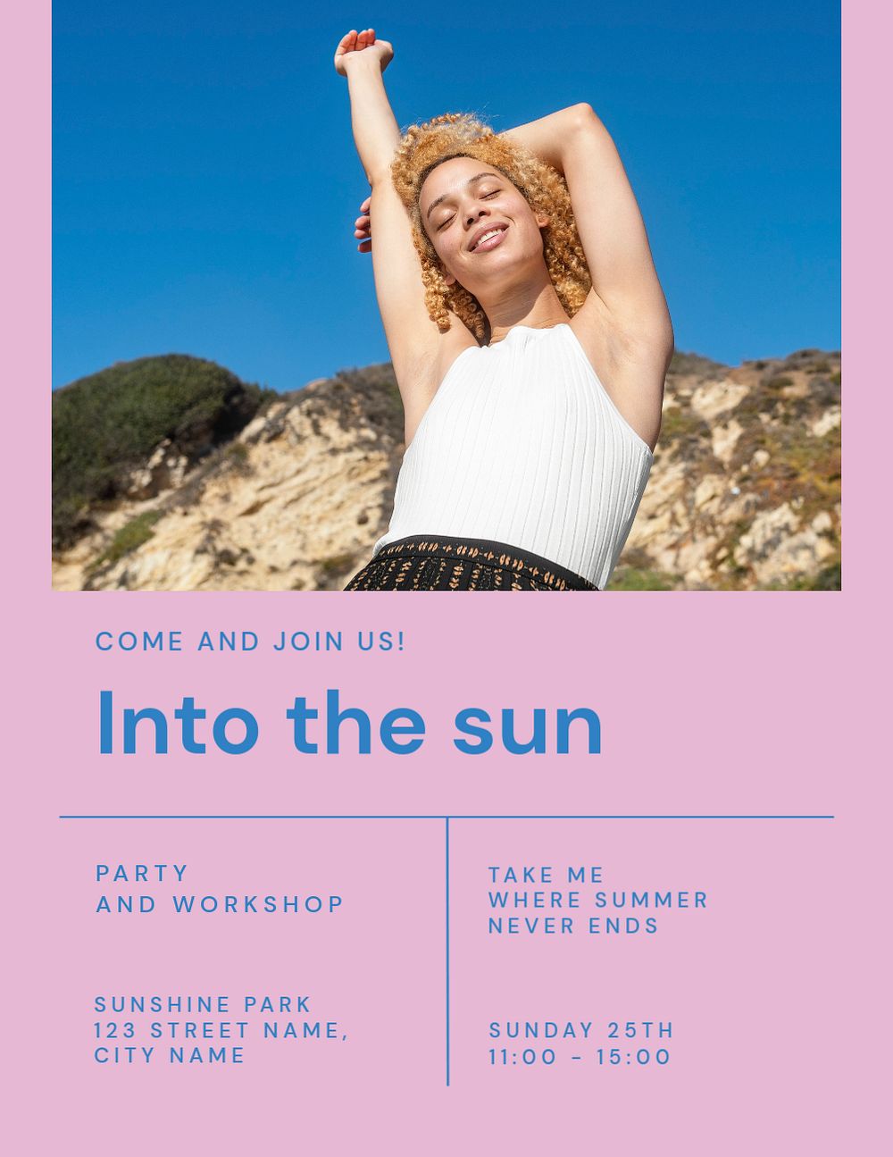 Editable flyer template for party and art workshop