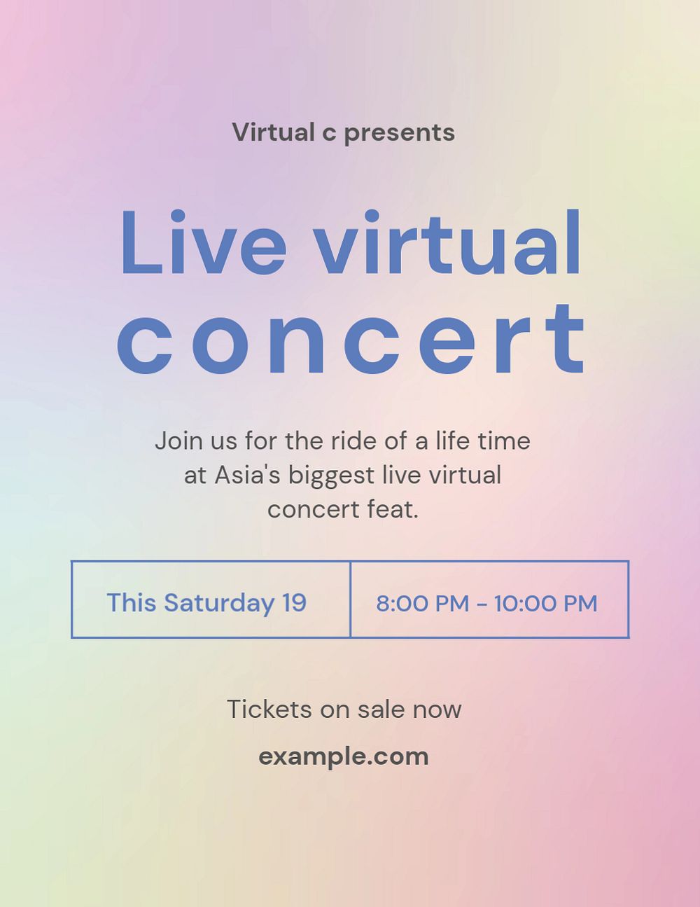 Editable flyer template for live virtual concert