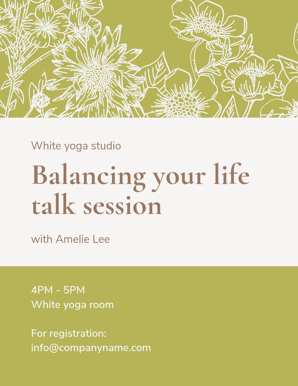 Editable flyer template for yoga studio