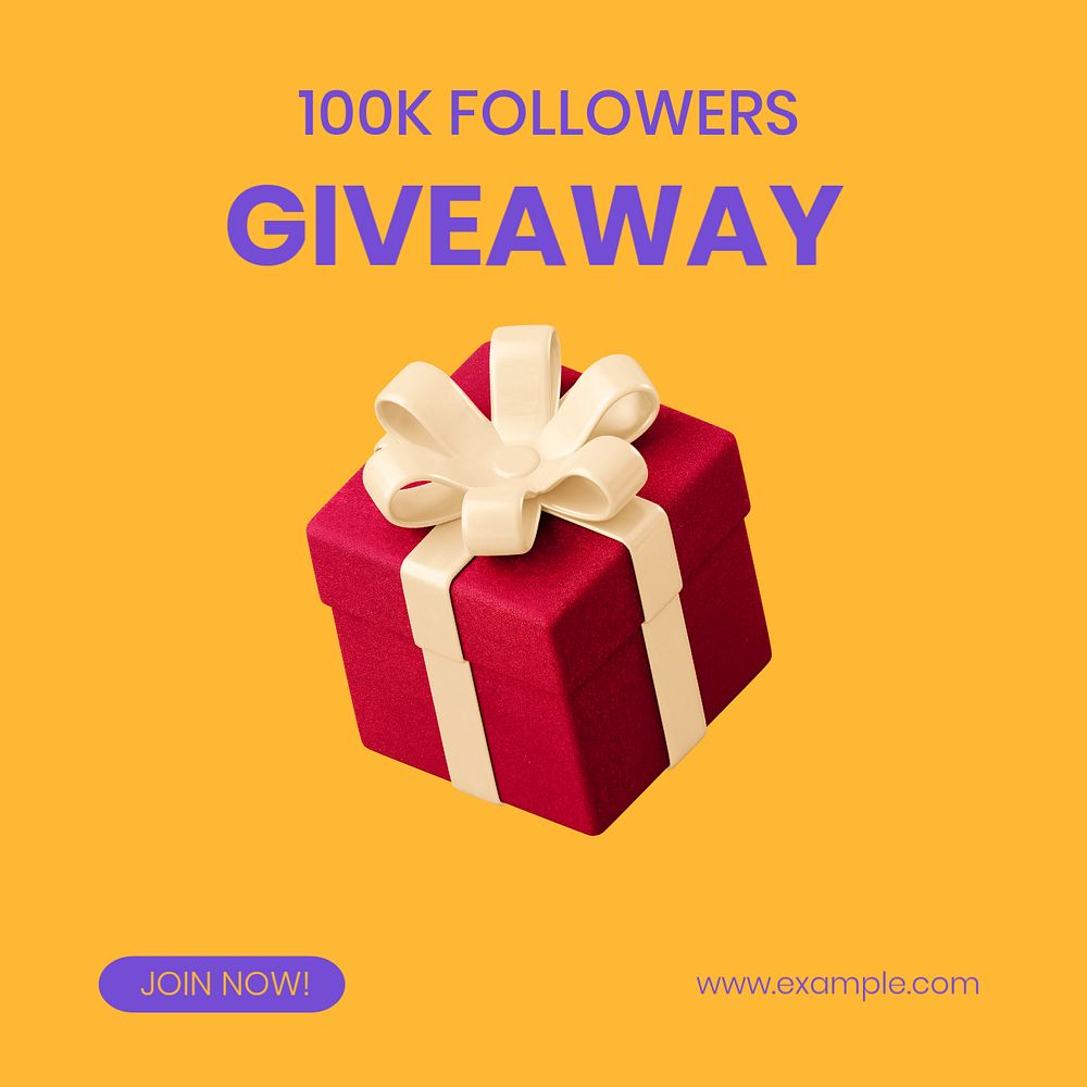Giveaway social media post template, editable 3D design