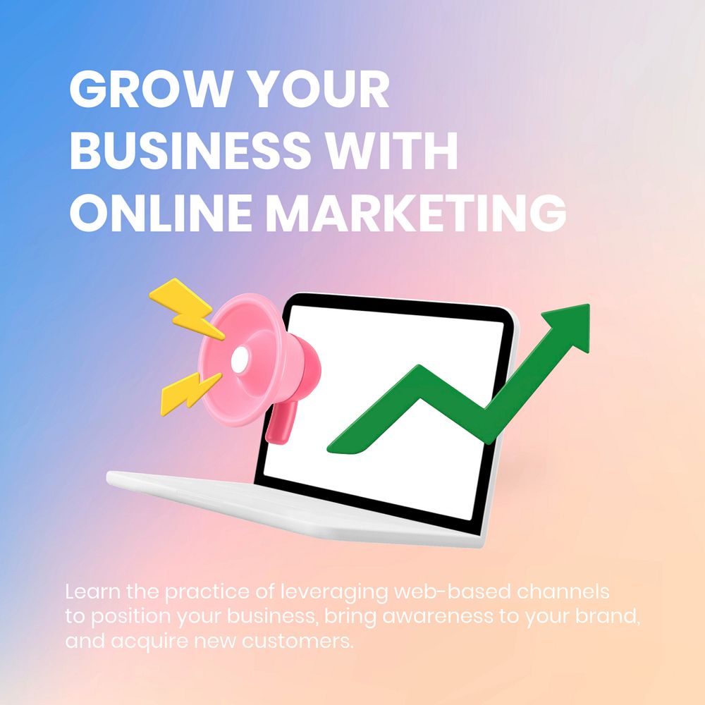 Social media marketing post template, editable 3D design