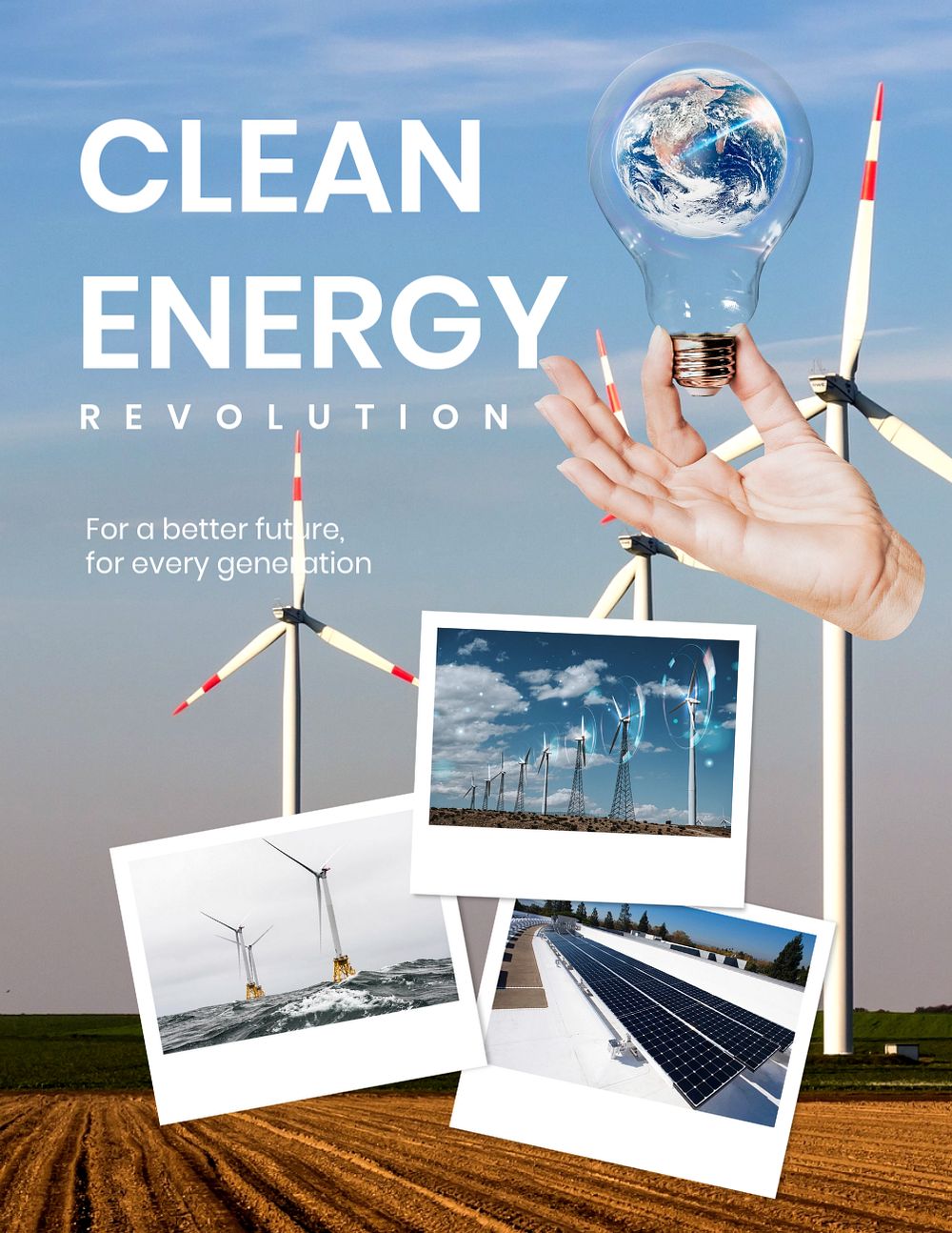 Clean energy flyer template, editable design