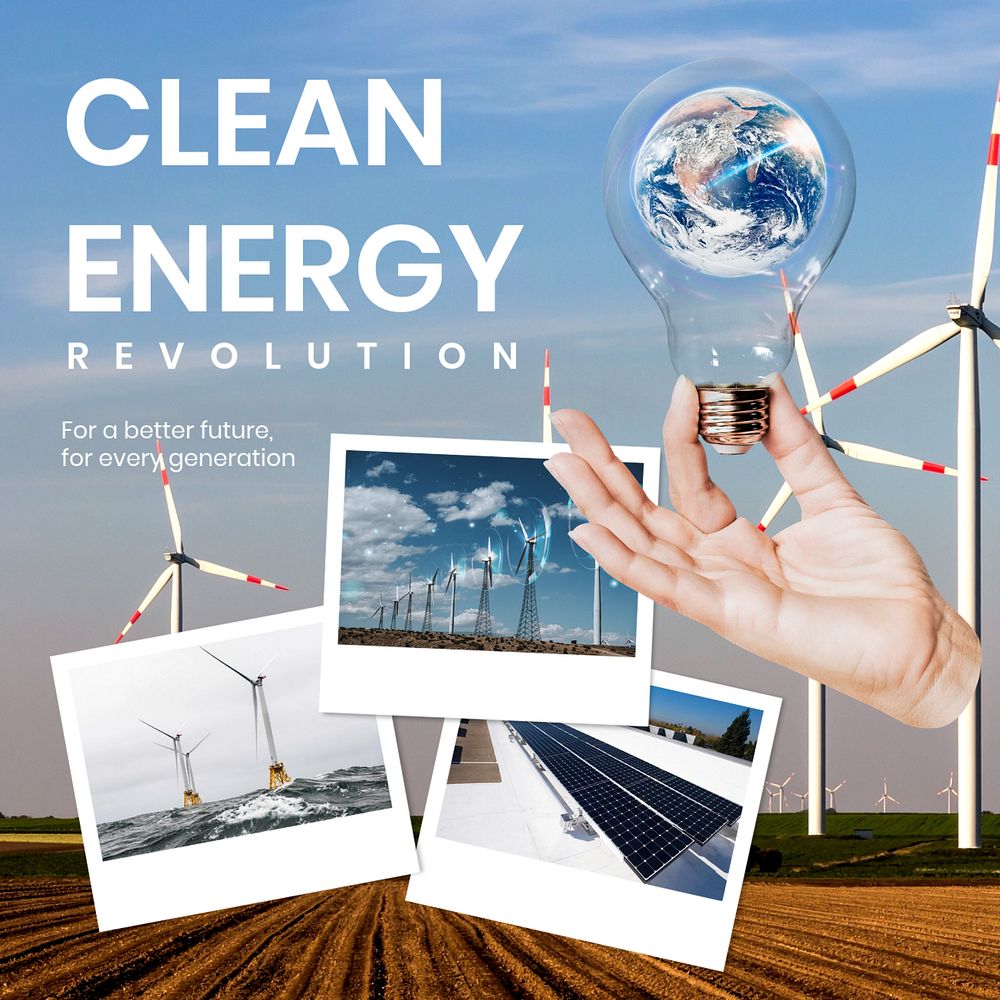 Clean energy Instagram post template, editable design