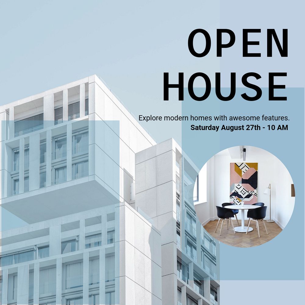 Open house Instagram post template, editable ad design