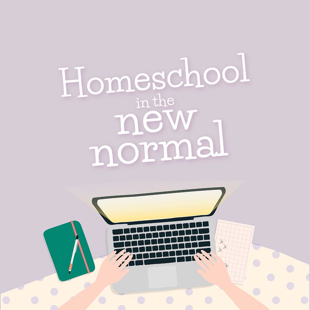 Homeschool education Instagram post template, new normal learning