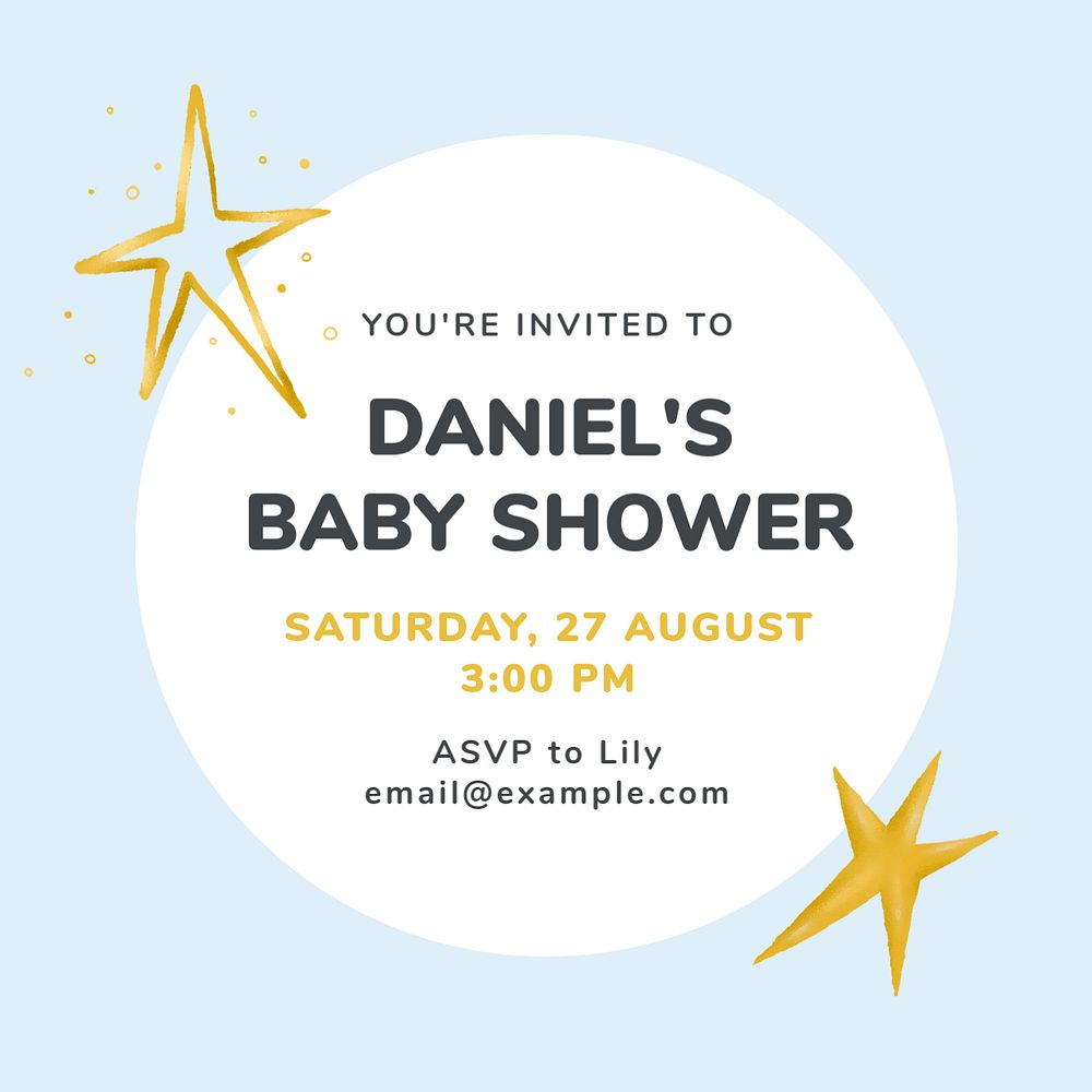 Blue baby shower template, Instagram post