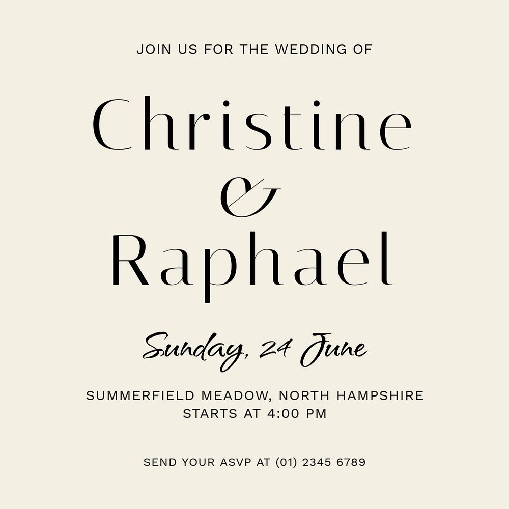 Beige wedding Instagram post template, simple design