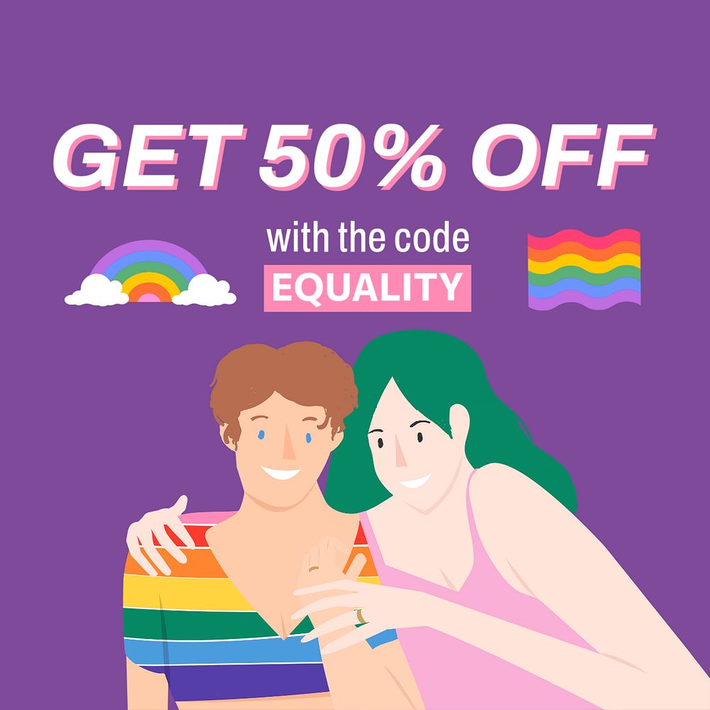LGBTQ sale Instagram post template, shopping ad campaign