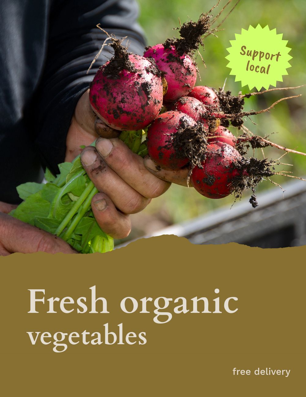 Organic vegetables flyer template, promotion ad 