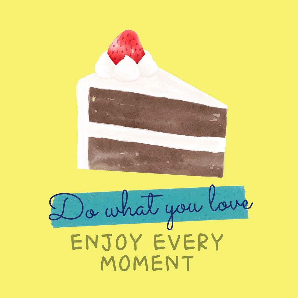 Cute cake Instagram post template, watercolor design 