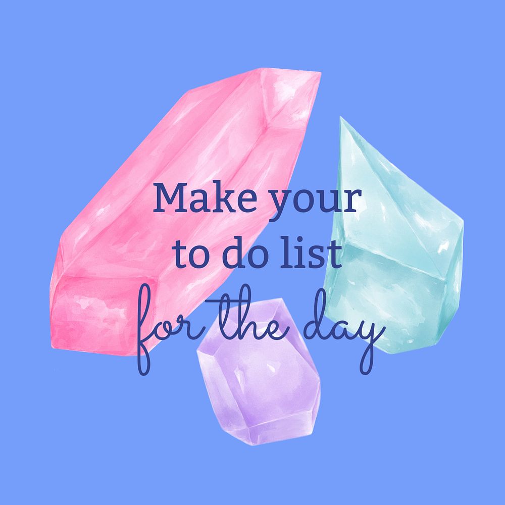 Aesthetic crystals Instagram post template, watercolor design 