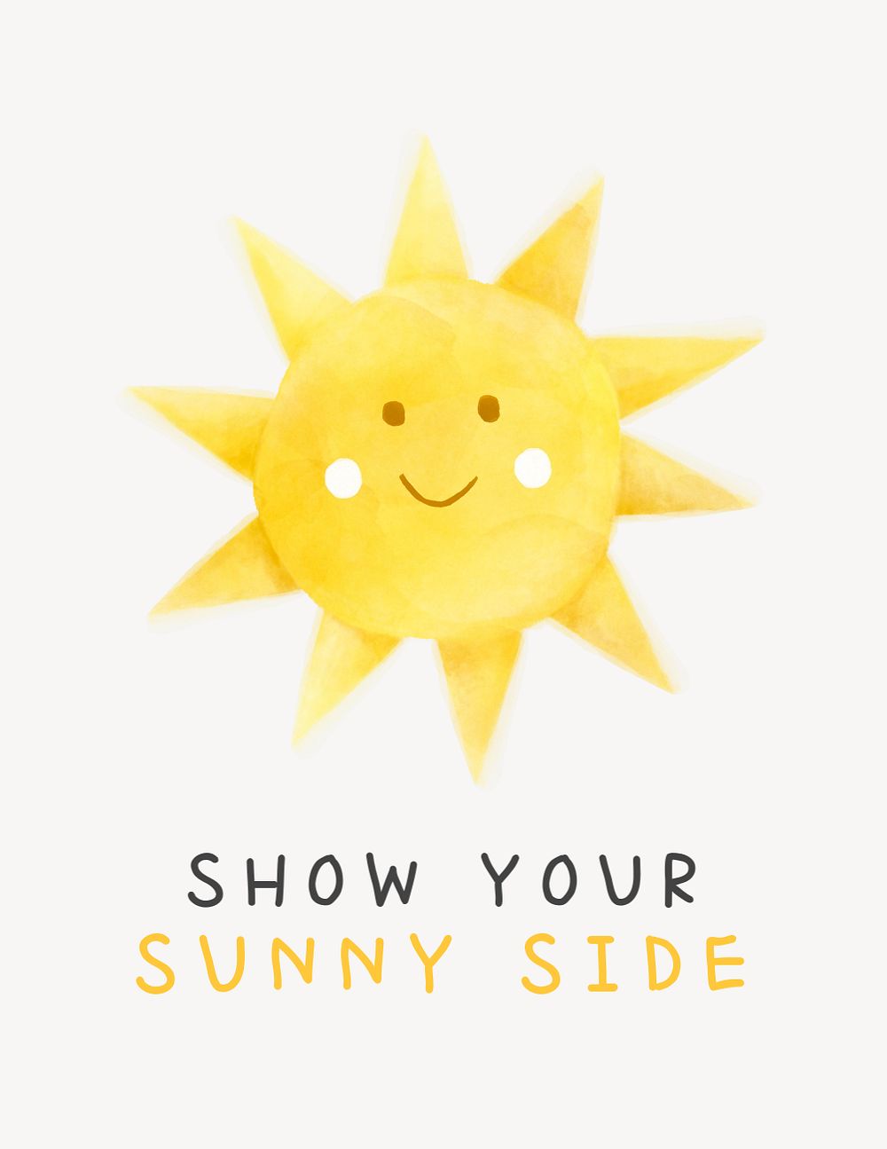 Cute sun flyer template, watercolor design 