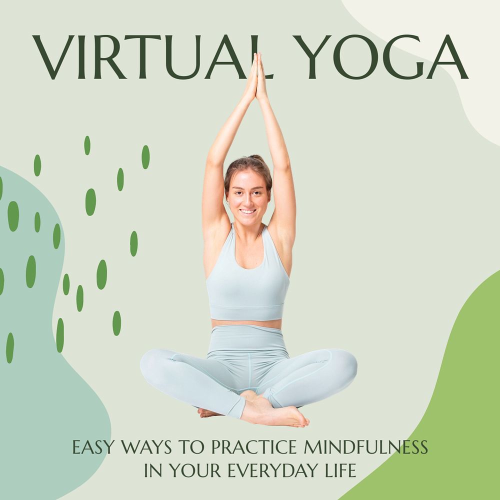 Virtual yoga Instagram ad template, editable social media post