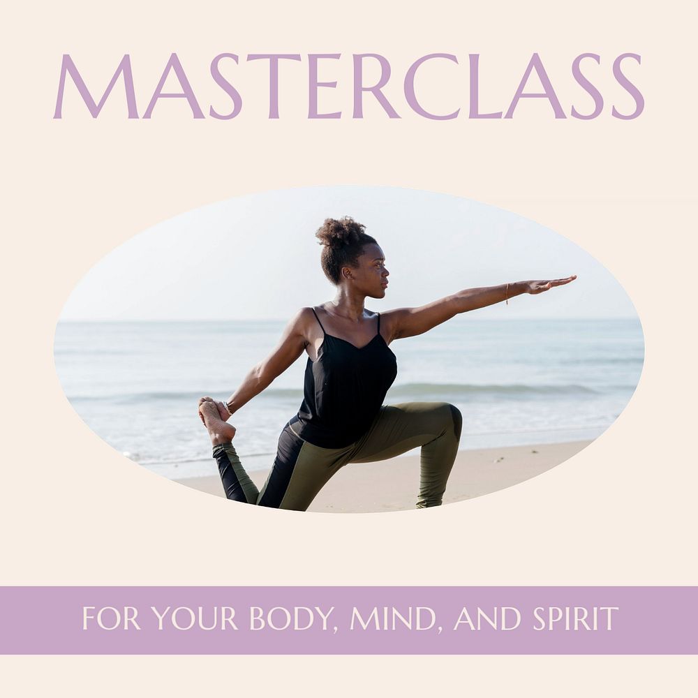 Yoga masterclass Instagram ad template, editable social media post