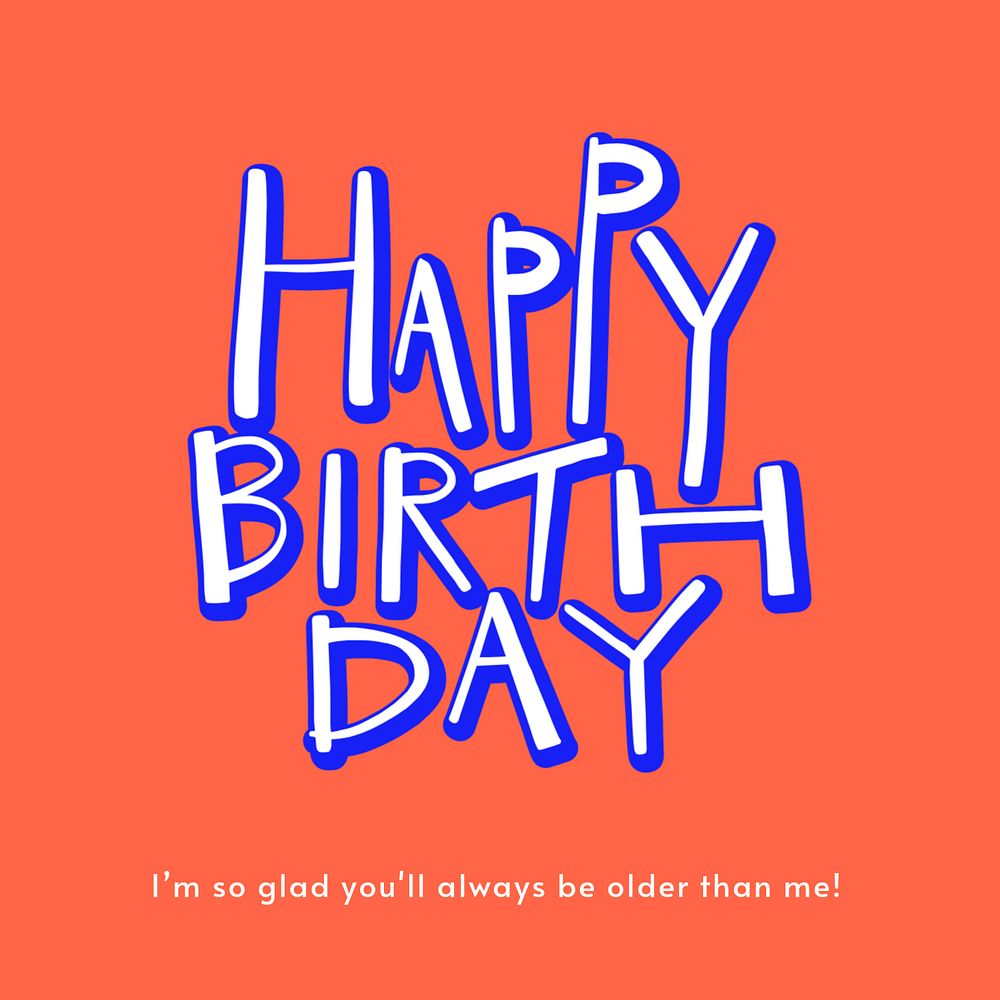 Birthday greeting Instagram post template, colorful typography
