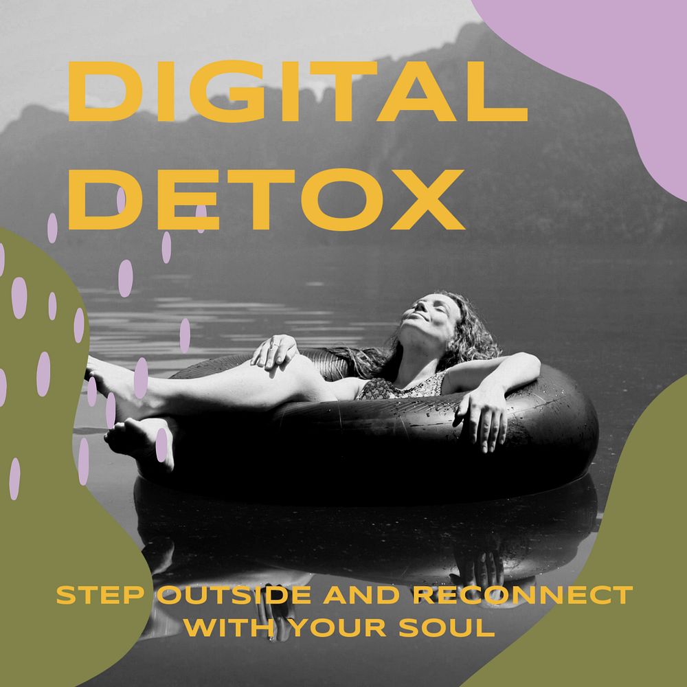 Digital detox Instagram ad template, editable social media post