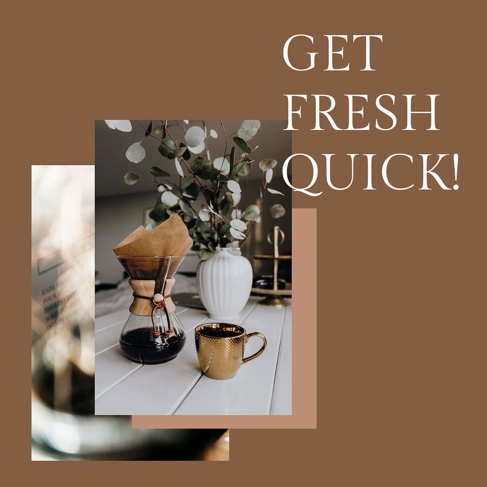 Brew coffee Instagram post template, editable design