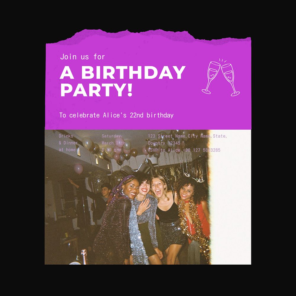 Birthday party Instagram post template, celebration photo