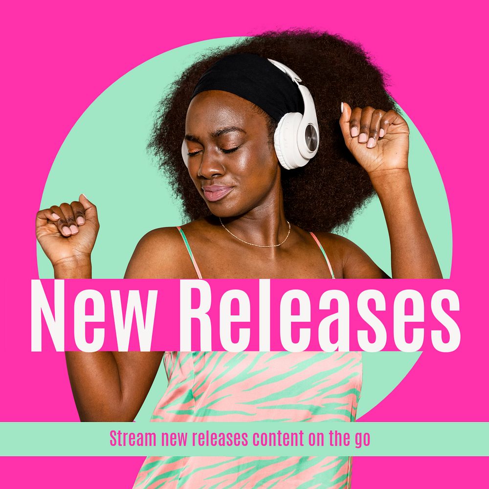 Music Instagram post template, African American woman