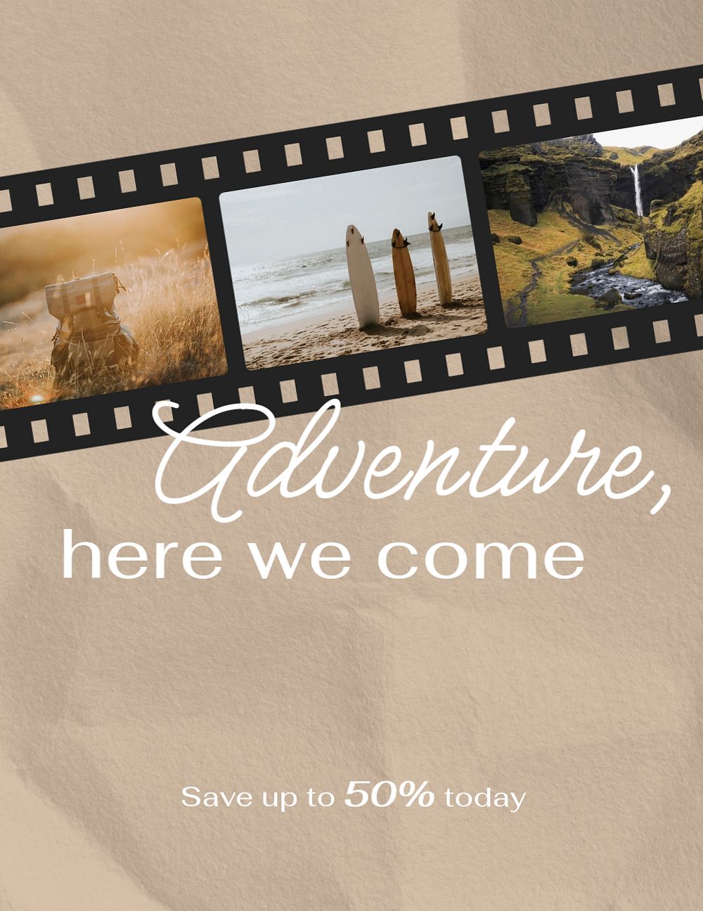 Adventure film flyer template, travel design