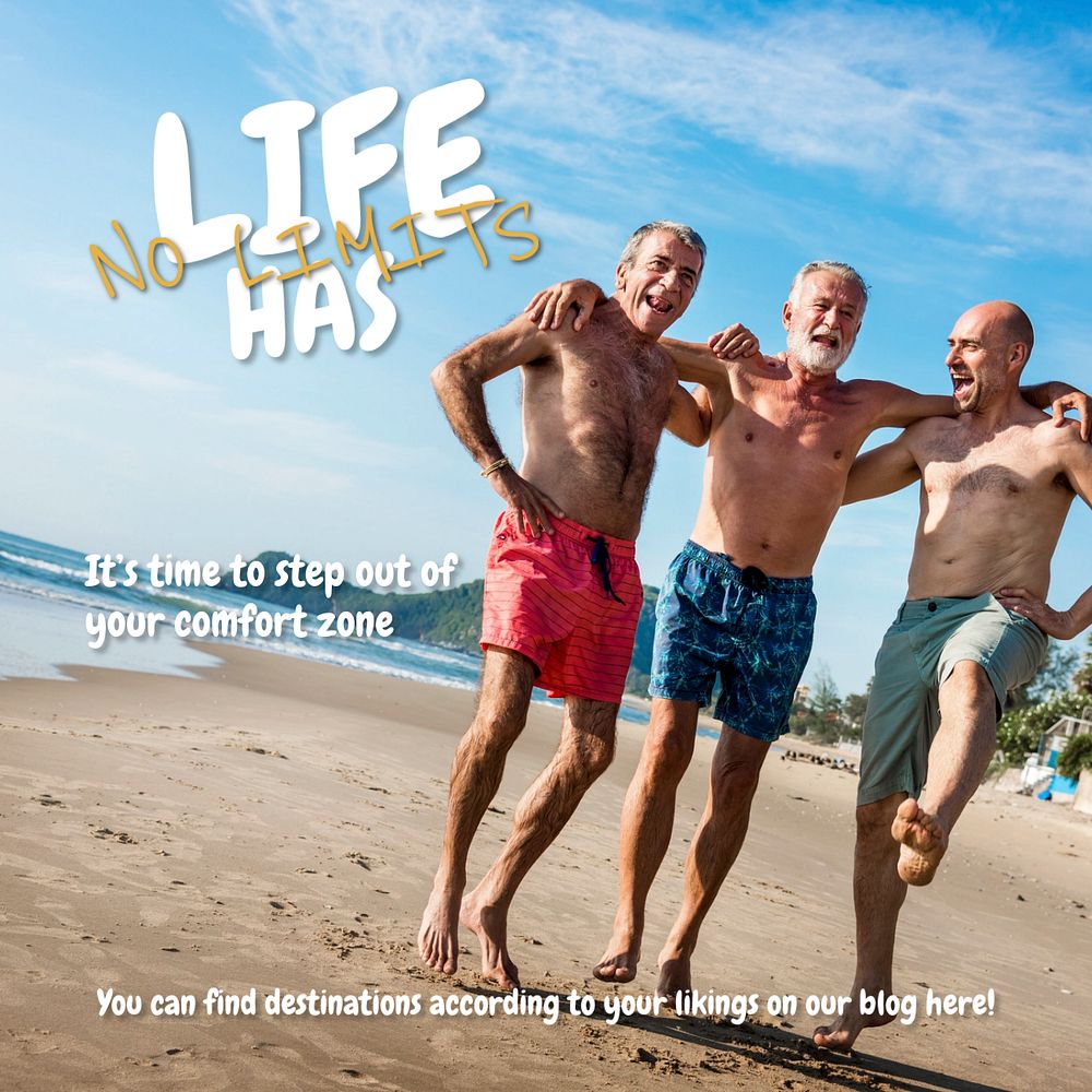 Senior travel Facebook post template, summer vacation