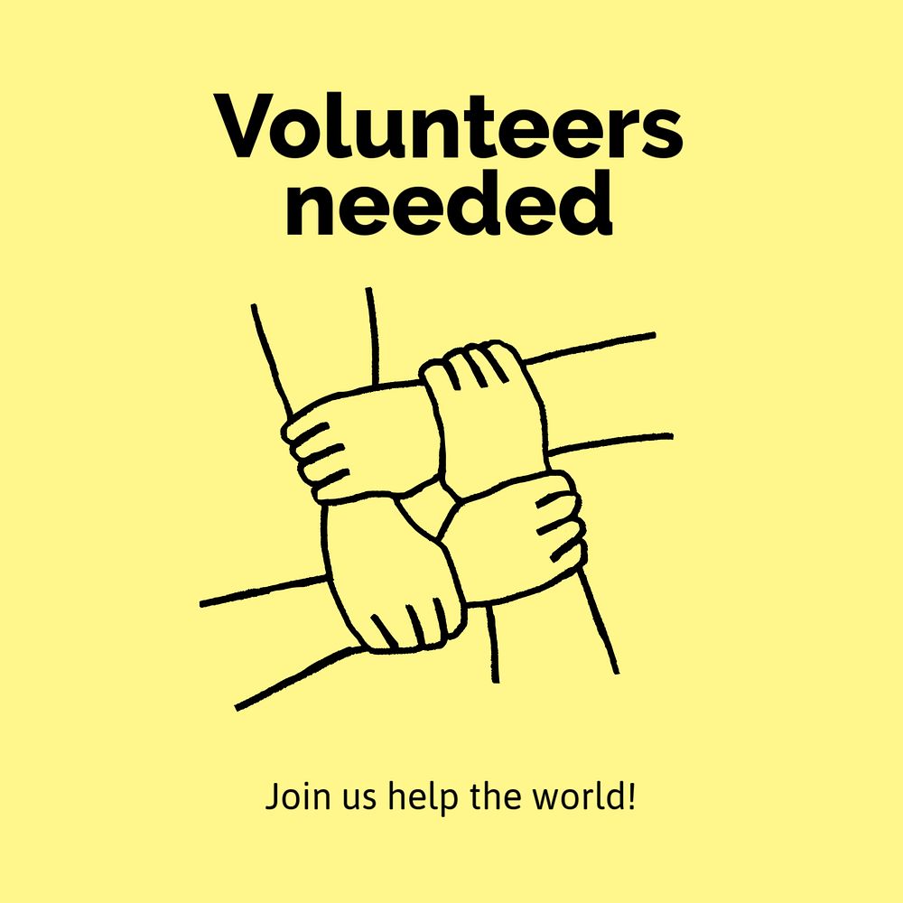 Volunteer recruitment Facebook post template, cute doodle 