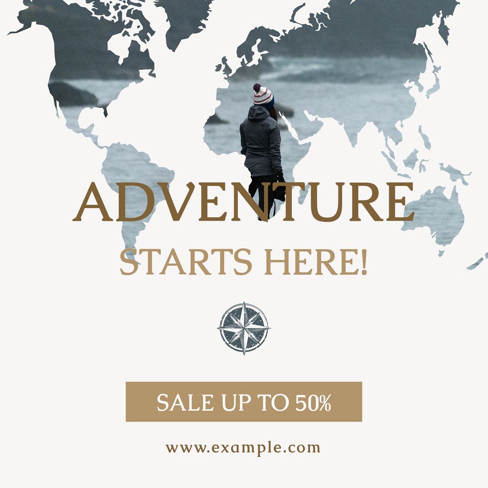 World travel Facebook post template, continent design