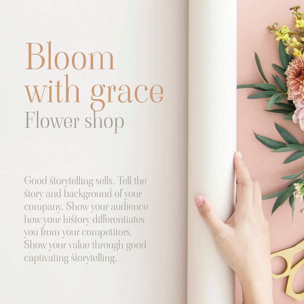 Flower shop Instagram post template, small business