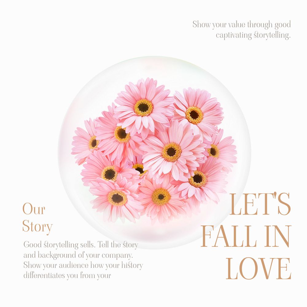 Pink flower Instagram post template, feminine aesthetic