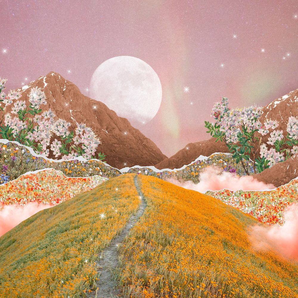 Surreal landscape editable background, dreamy design