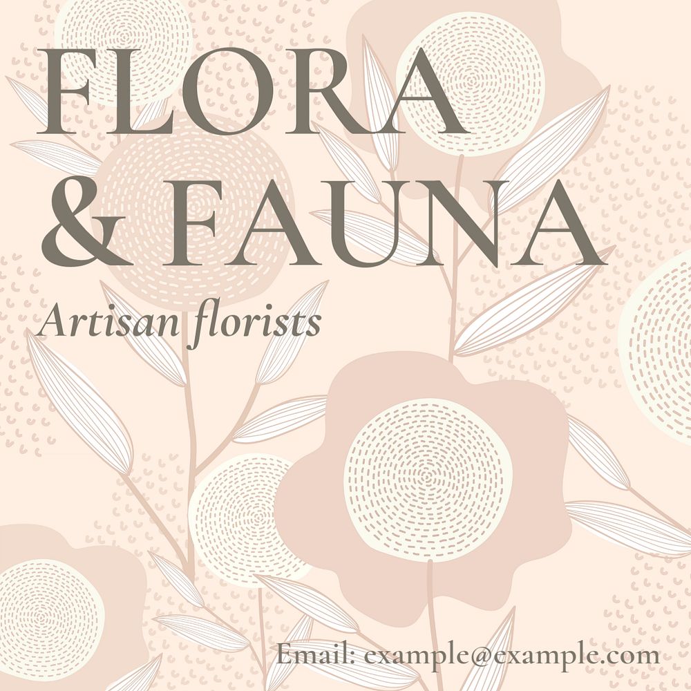 Artisan florists instagram post template, minimal illustration