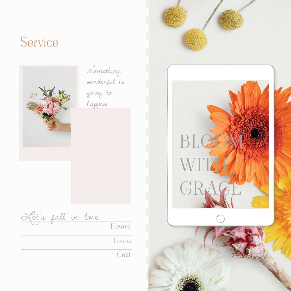 Flower aesthetic Instagram post template, business branding
