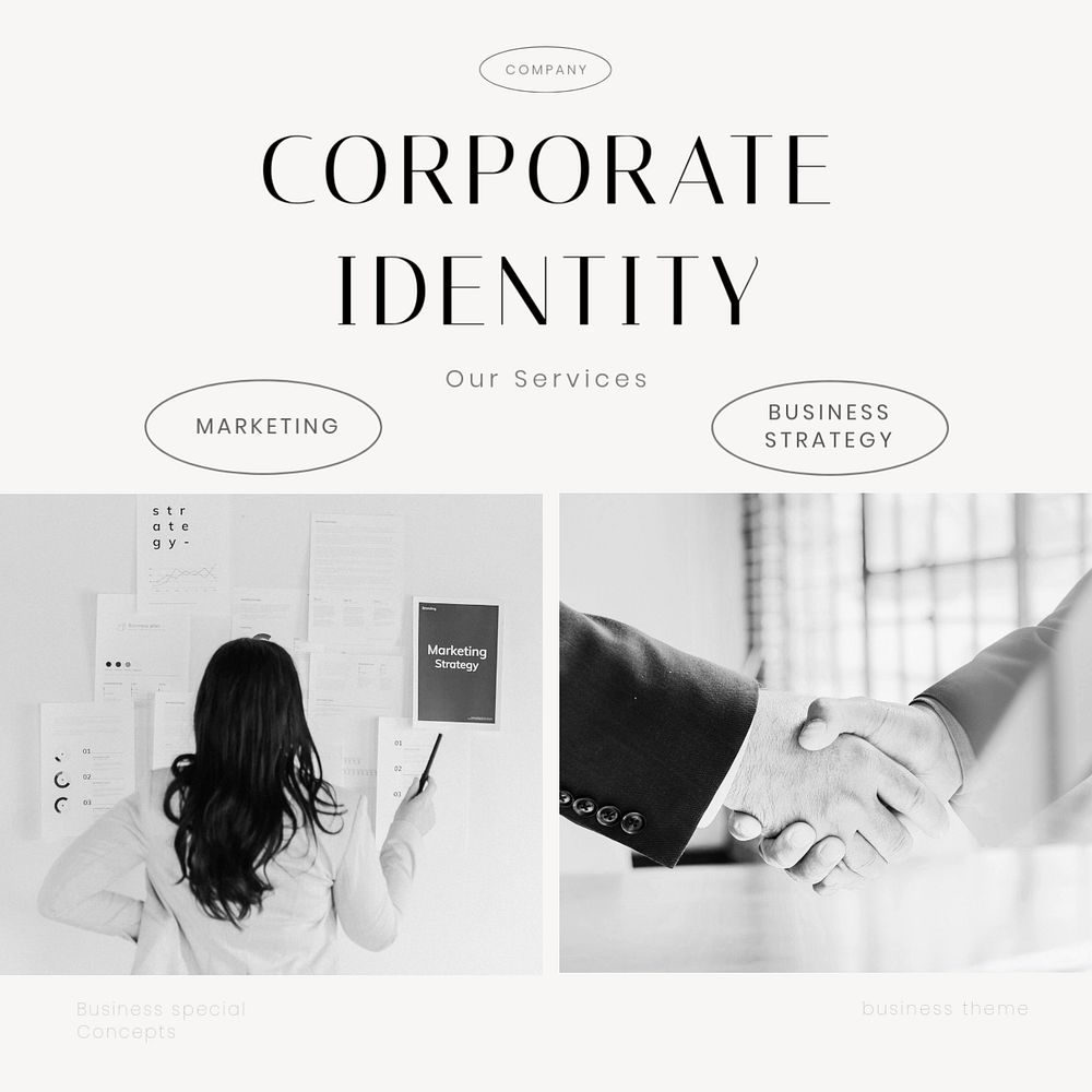 Corporate identity Instagram post template, business branding