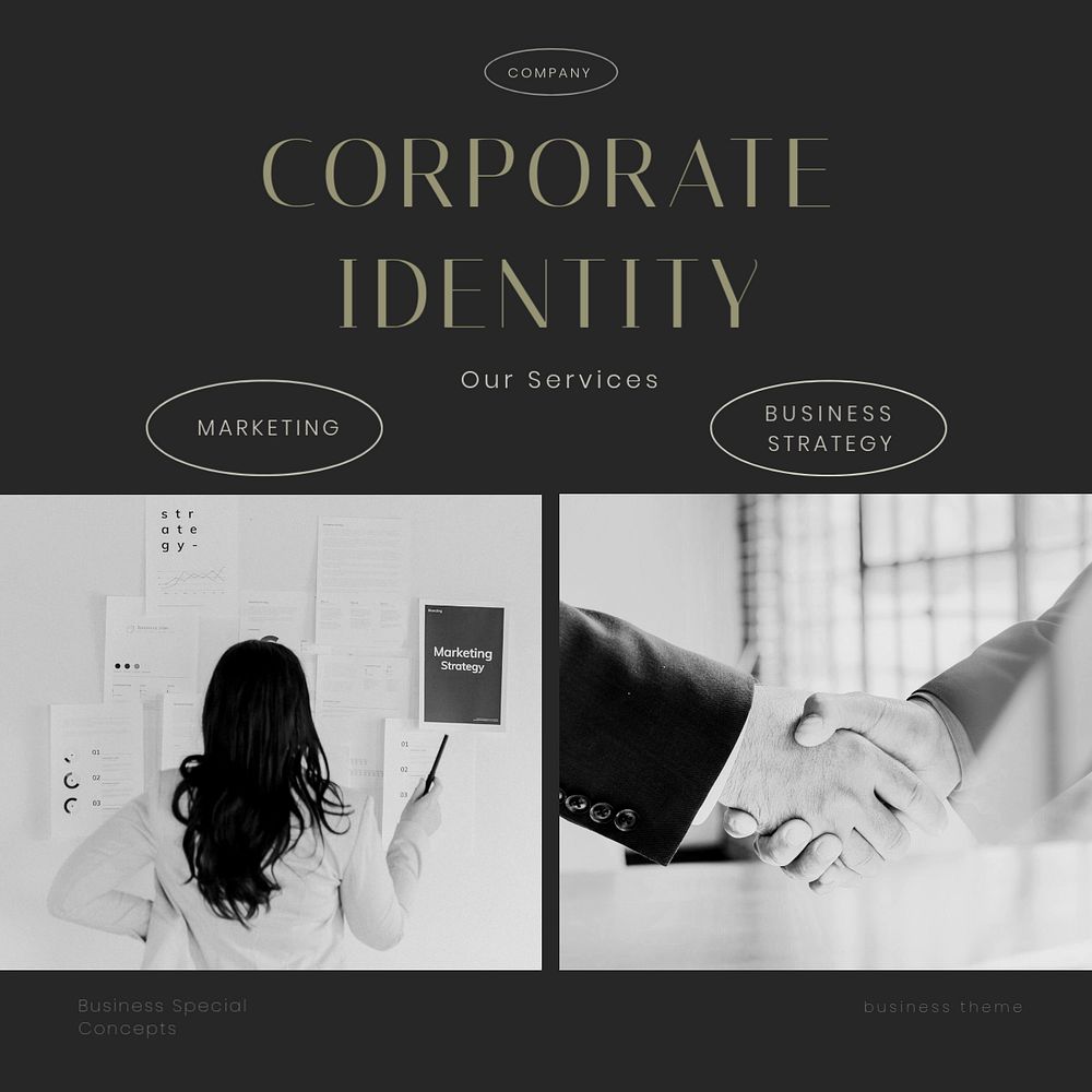 Corporate identity Instagram post template, business branding
