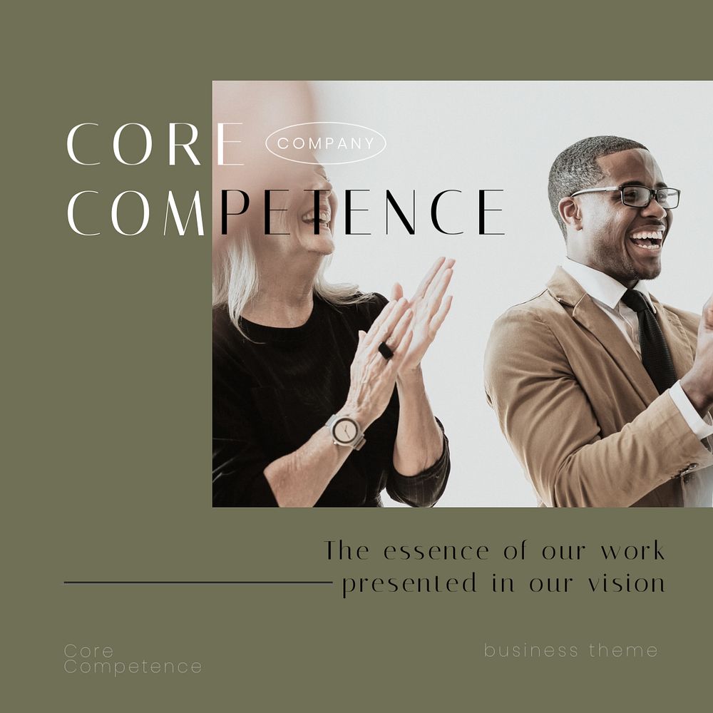 Business competency Instagram post template, olive green design