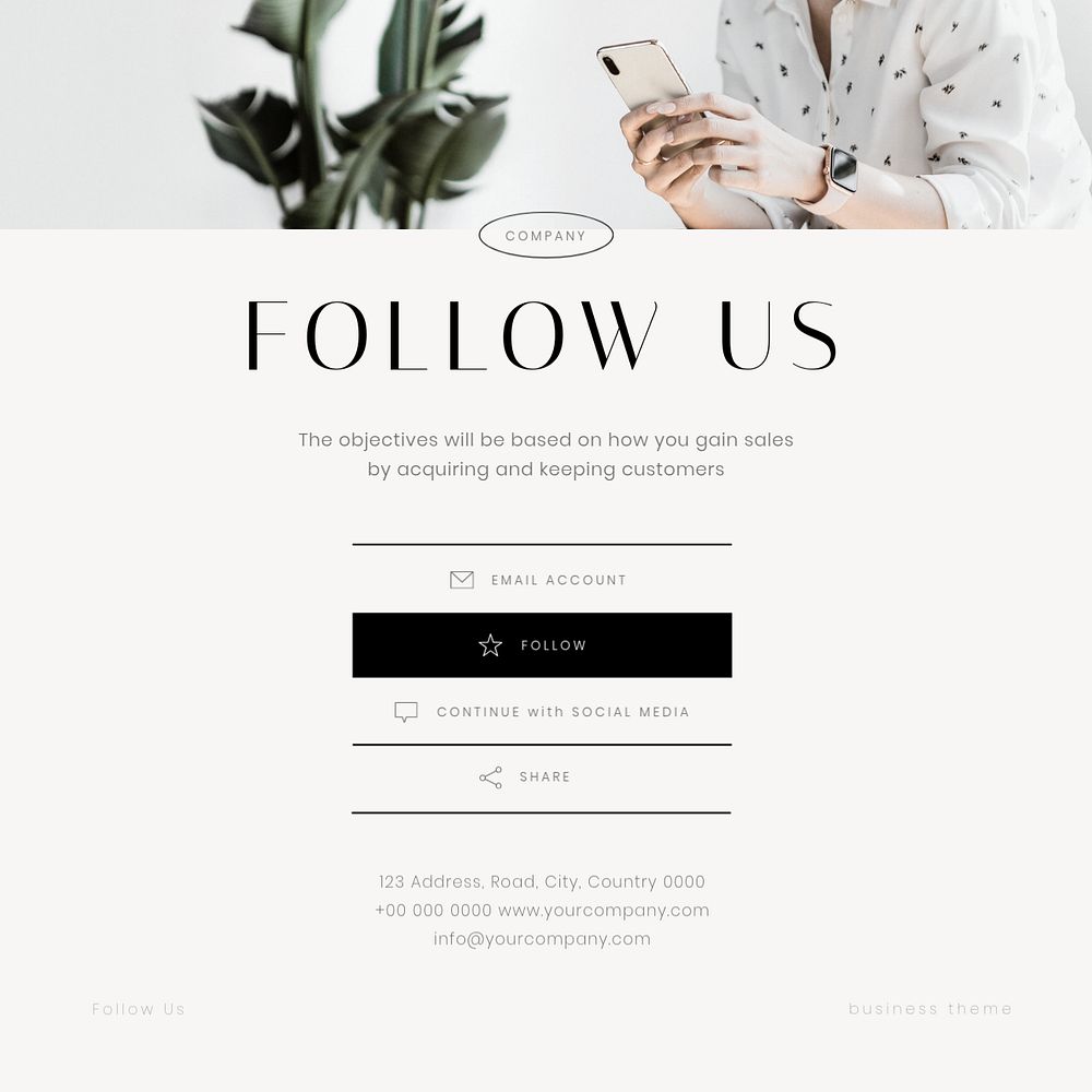Follow us Instagram post template, business information