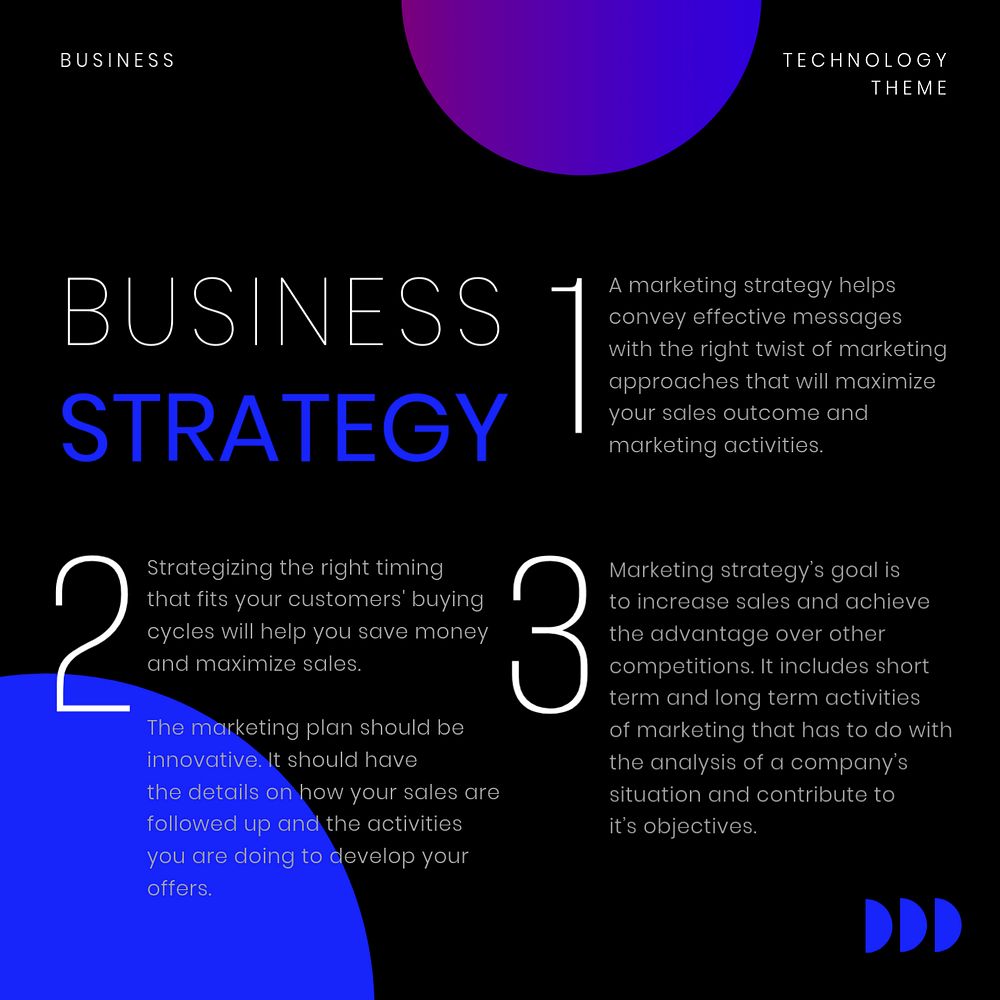 Business strategy Instagram post template, neon design