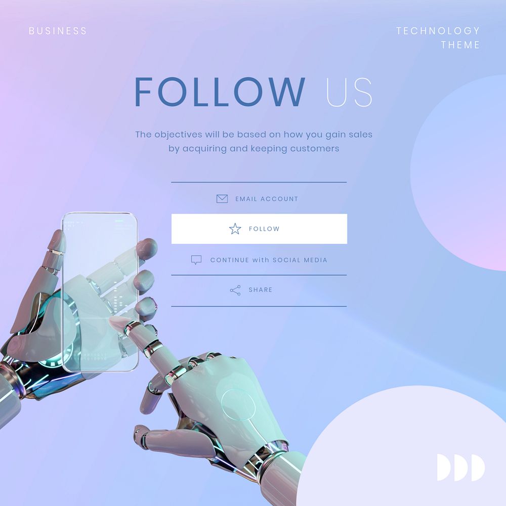 Follow us Instagram post template, robot hand photo