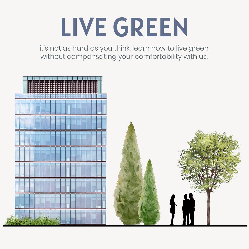 Sustainable living Facebook post template, editable environment design